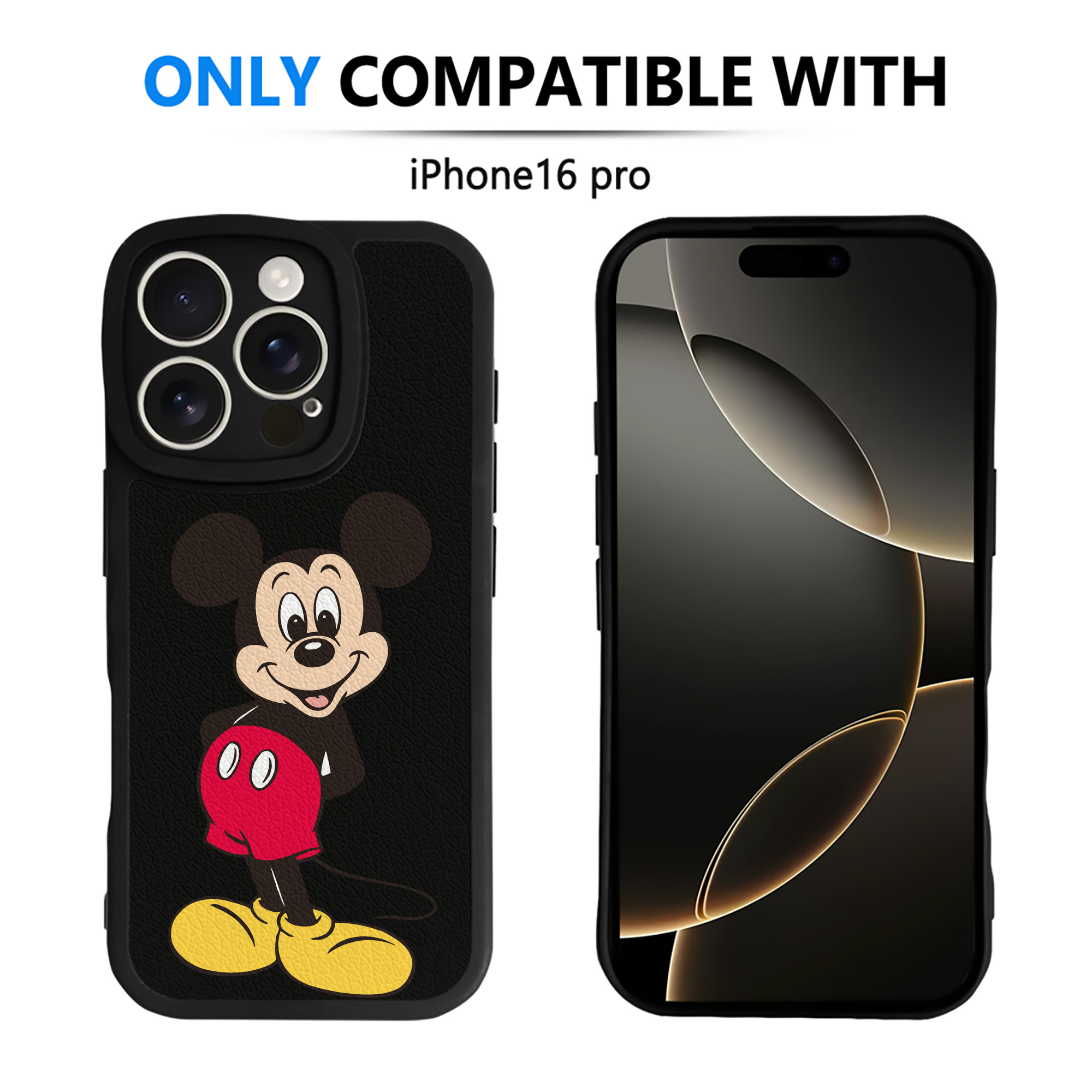 （画像用） ミッキーマウス Mickey Mouse 【iPhone 16シリーズ対応】シリコンスマホケース（レザー調） 材質：シリコン